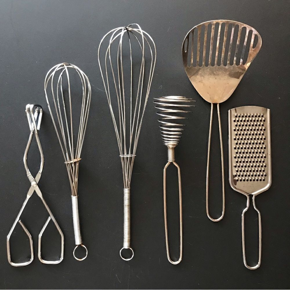 Vintage Variety Stainless Steel Kitchen Handheld Tools 6 Piece